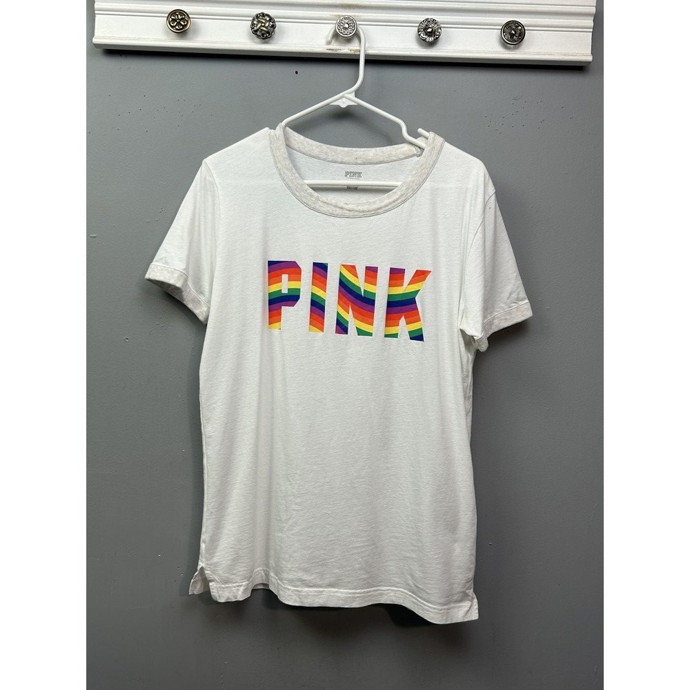 PINK Victoria's Secret Shirt Womens XS Rainbow‎ Pride Graphic Tee LGBTQ Pride